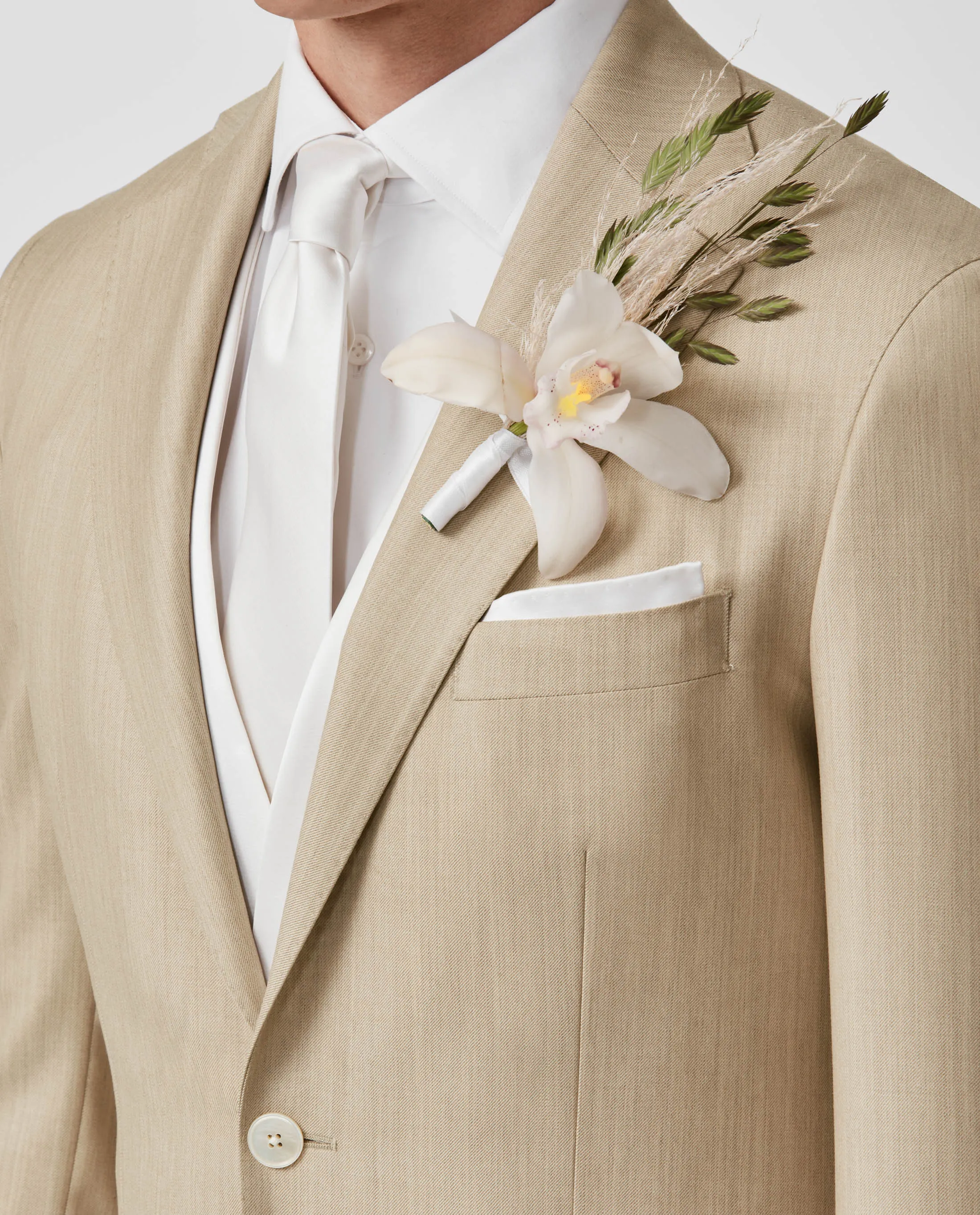 Angelico 365 Doppio Ritorto S130 Merino Wool Twill Sand Mélange