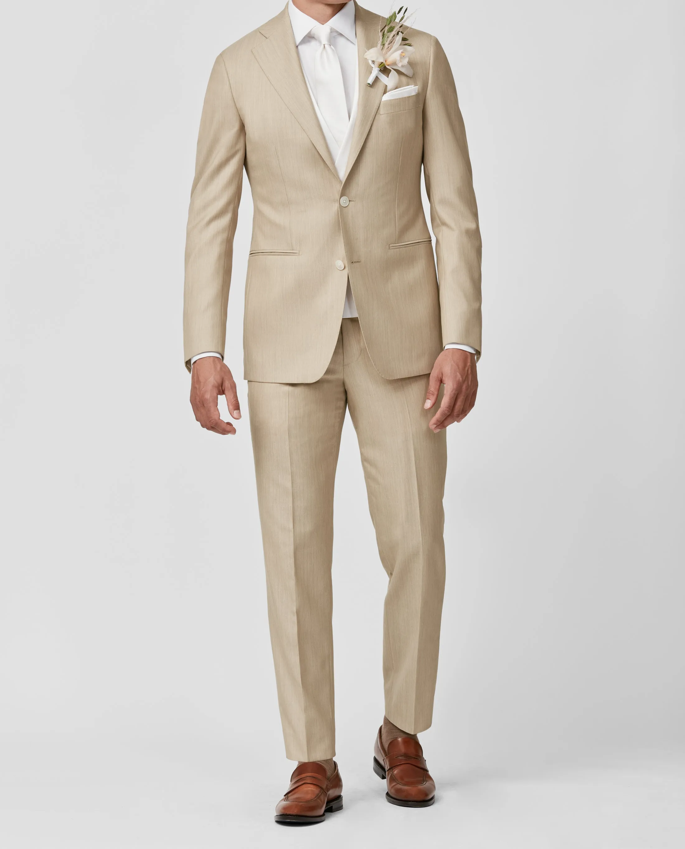 Angelico 365 Doppio Ritorto S130 Merino Wool Twill Sand Mélange