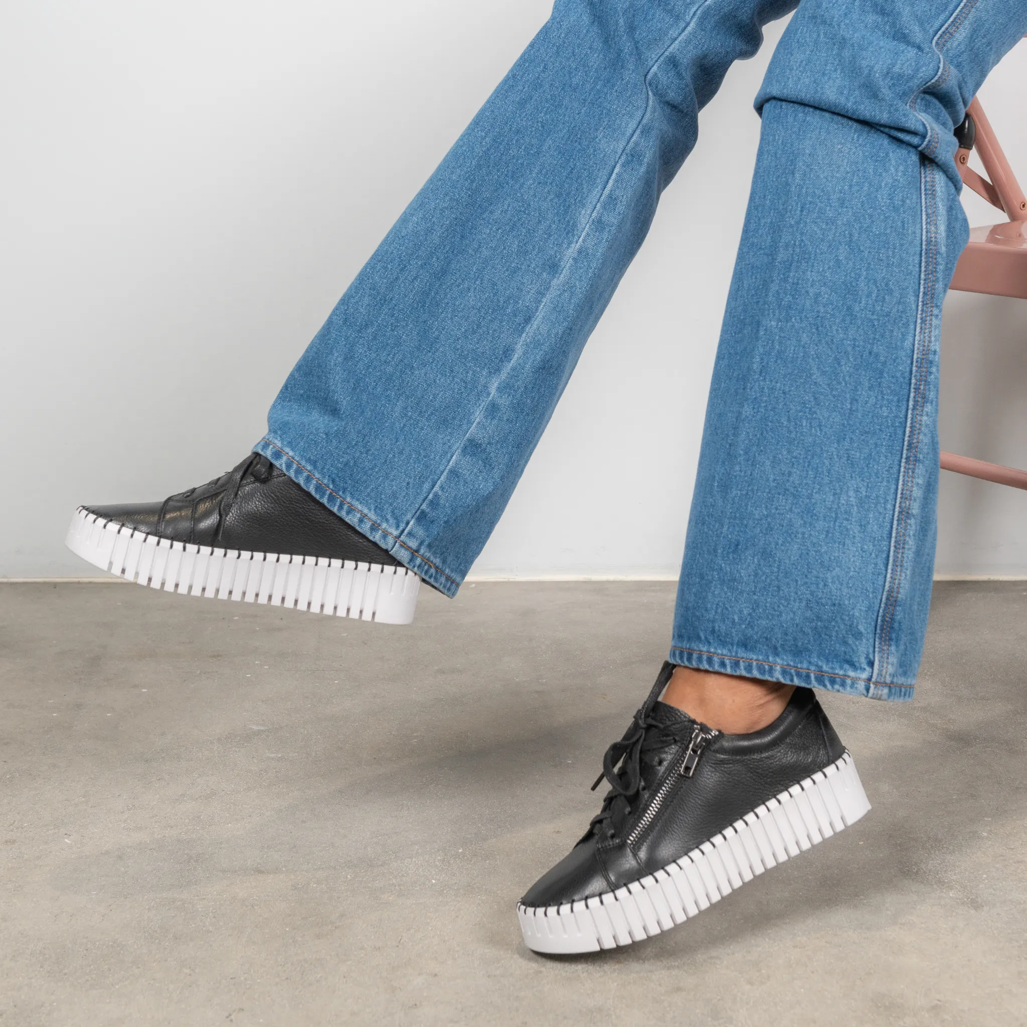 Bump Black Leather Sneakers
