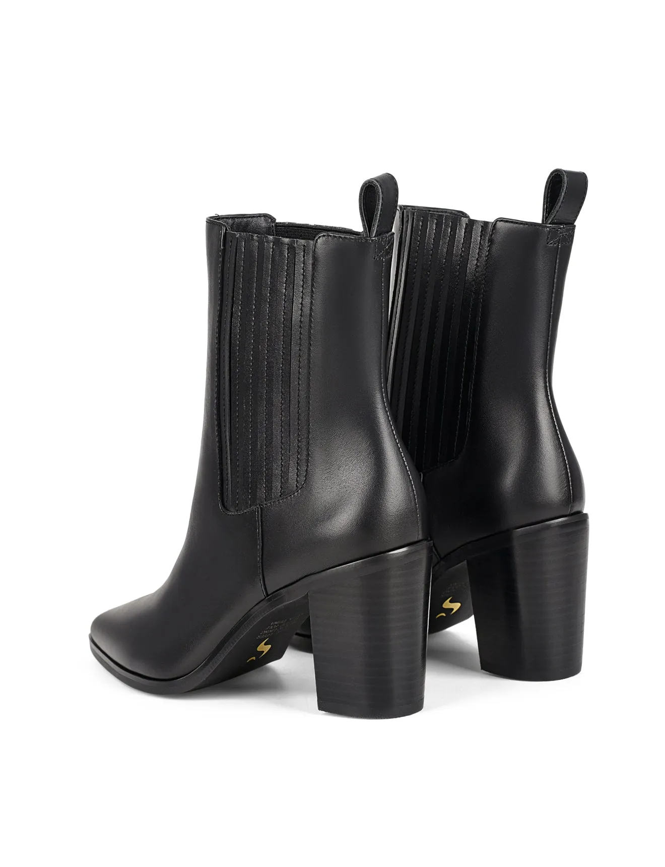Clancy Gusset Ankle Boot - Black Leather