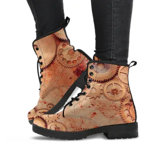 Combat Boots - Steampunk Inspired Design #107 | Grunge Unisex Adult Shoes, Vegan Leather Handmade Lace Up Boots, Custom Shoes Boho