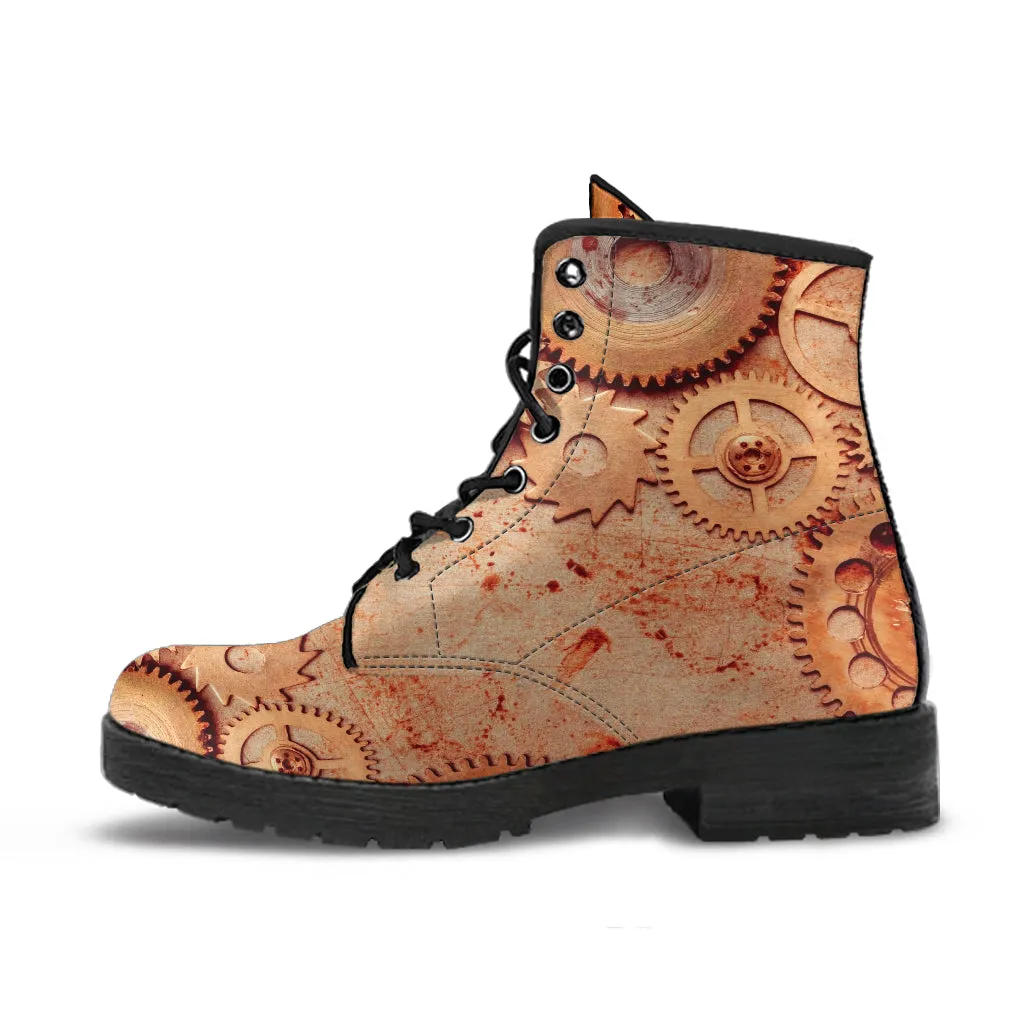 Combat Boots - Steampunk Inspired Design #107 | Grunge Unisex Adult Shoes, Vegan Leather Handmade Lace Up Boots, Custom Shoes Boho