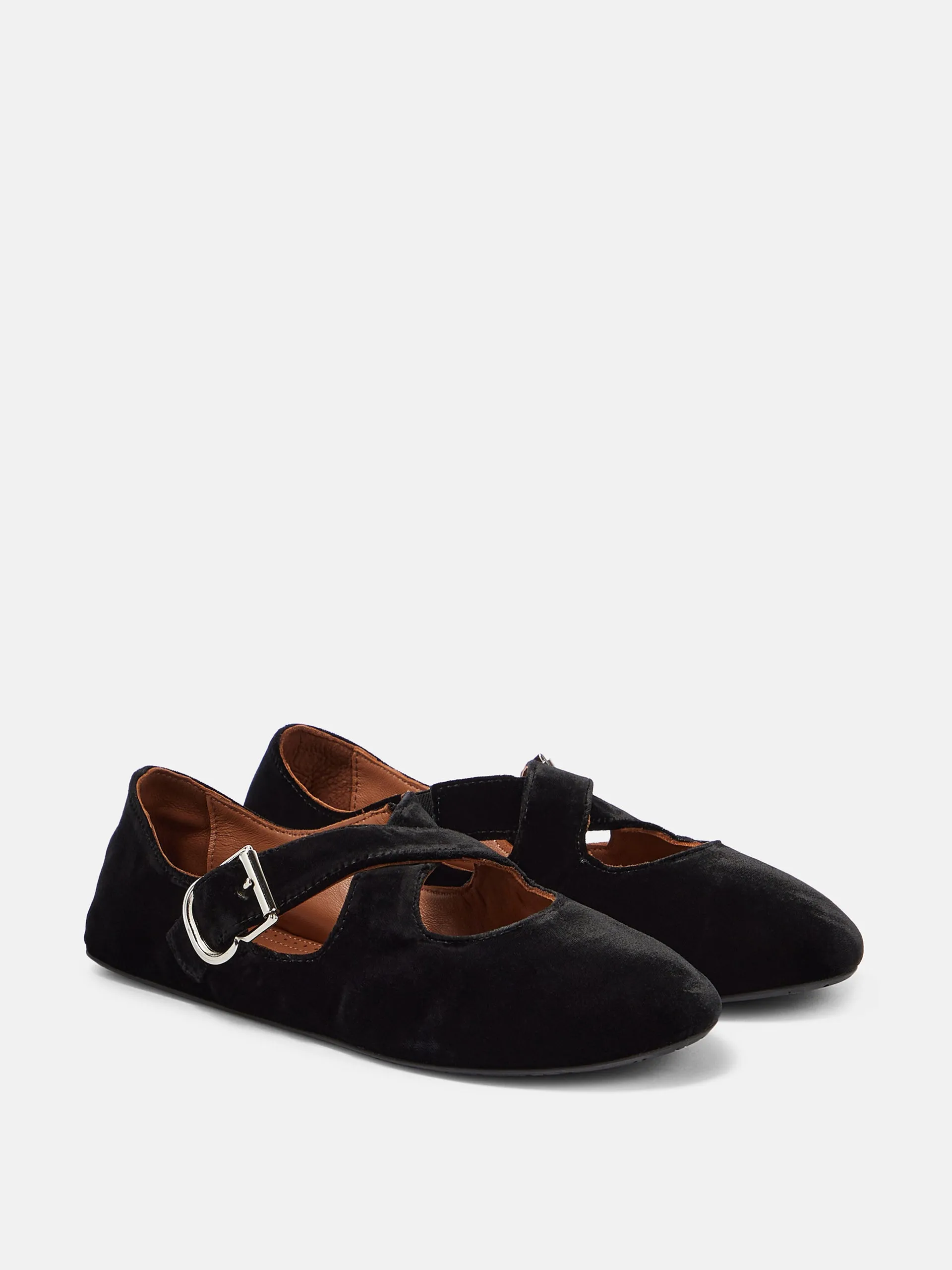 Criss Cross velvet ballet flats