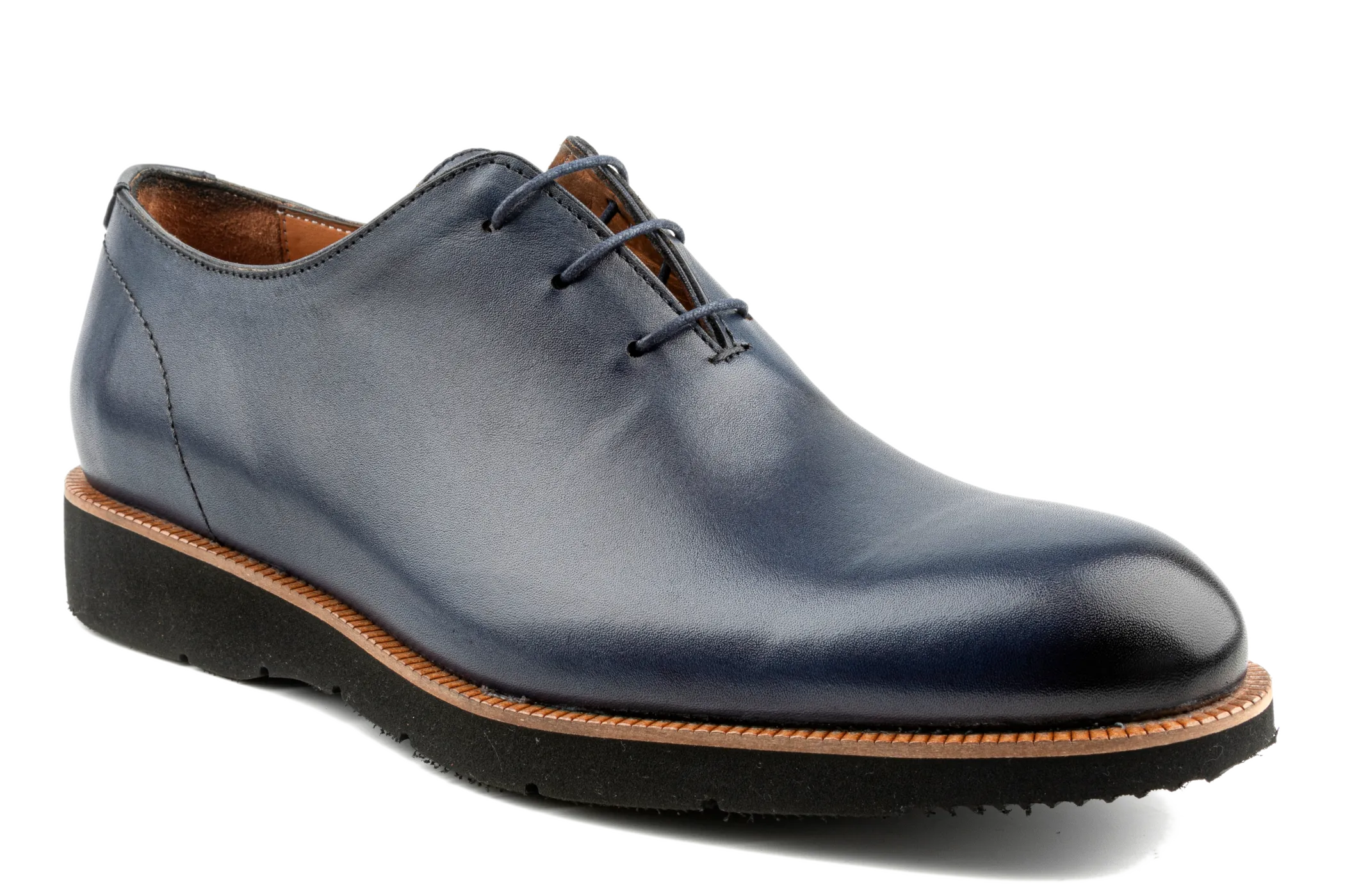 Debbano Ugo Wholecut Oxford Shoes, Crust Leather, Premium Lace-Up,Plain, Whole Cut Leather Shoes, Navy Oxfords, EVA Sole Oxfords