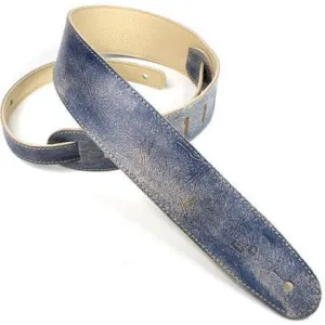 DSL 2.5" Hand Dyed Leather Guitar Strap - Blue
