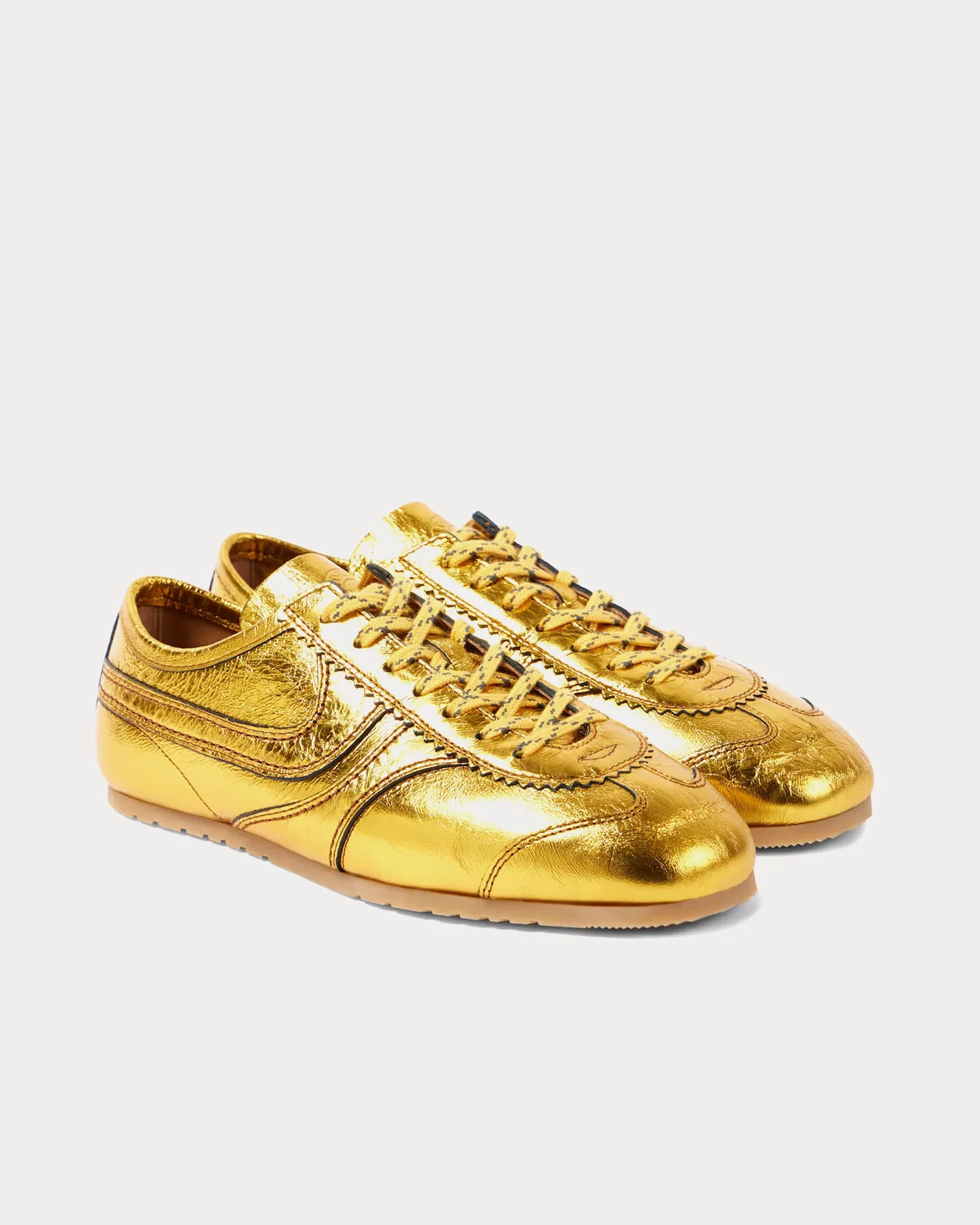 Dustin Metallic Leather Gold Low Top Sneakers