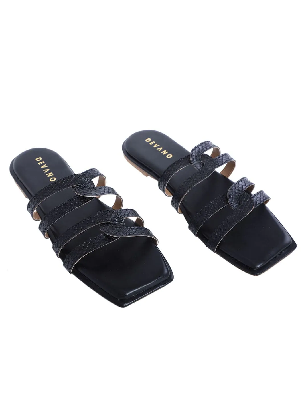 Fanny Twin Strap Flats So Black
