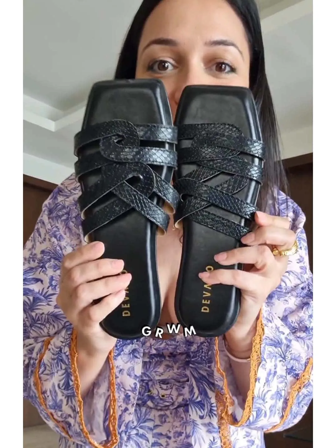 Fanny Twin Strap Flats So Black