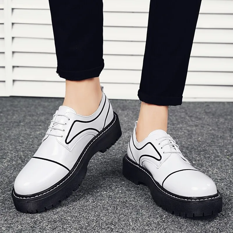 Fashion Oxfords PU Leather Shoes For Men / Casual Male Thick Bottom Footwear
