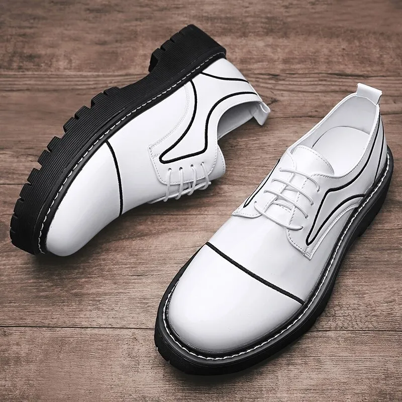 Fashion Oxfords PU Leather Shoes For Men / Casual Male Thick Bottom Footwear