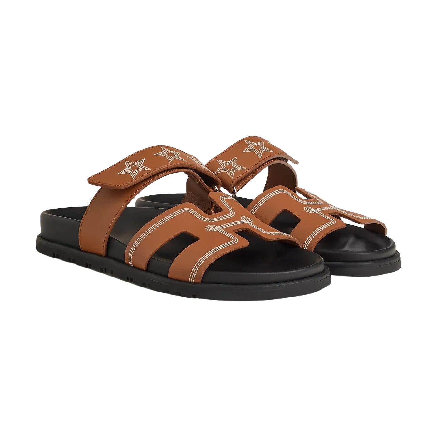 Hermes Chypre Sandals "Brown Star Leather"