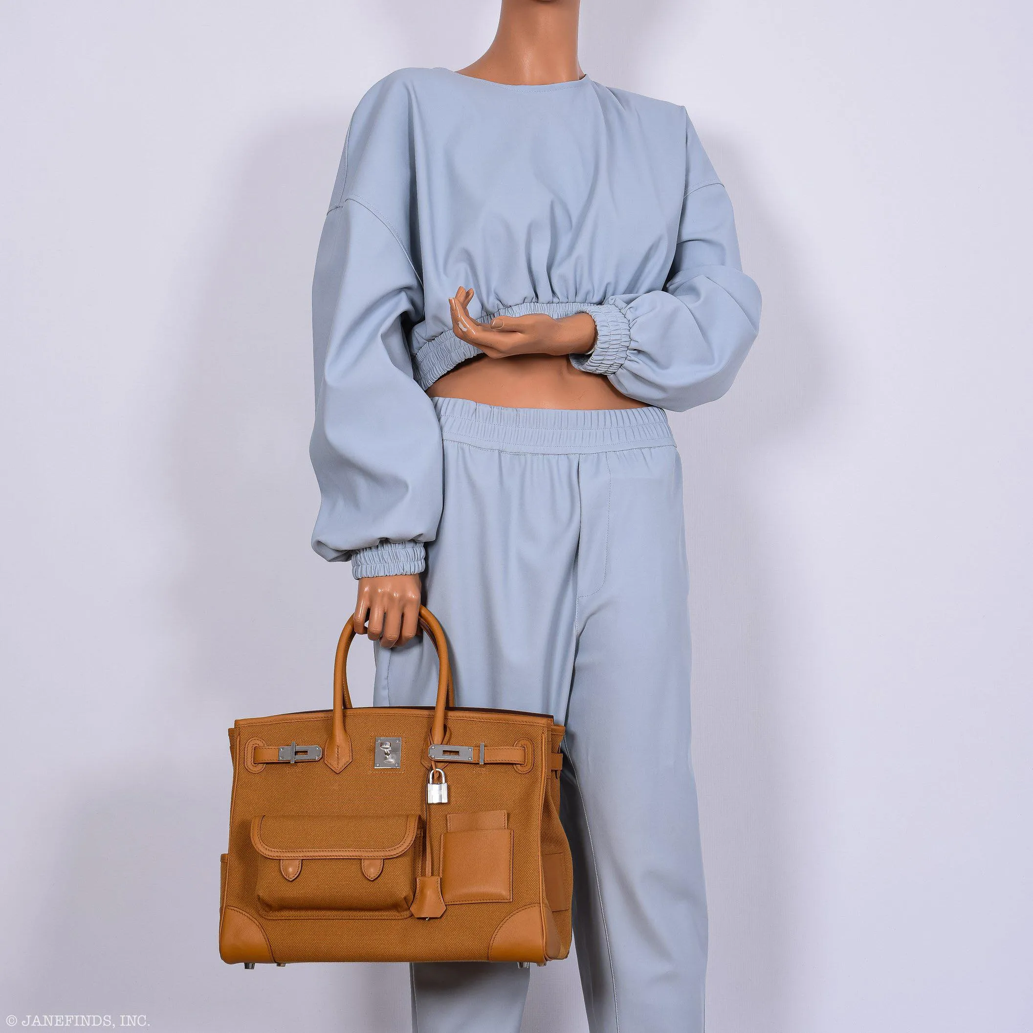 Hermès Cargo Birkin 35 Sesame Swift and Toile Goeland Palladium Hardware