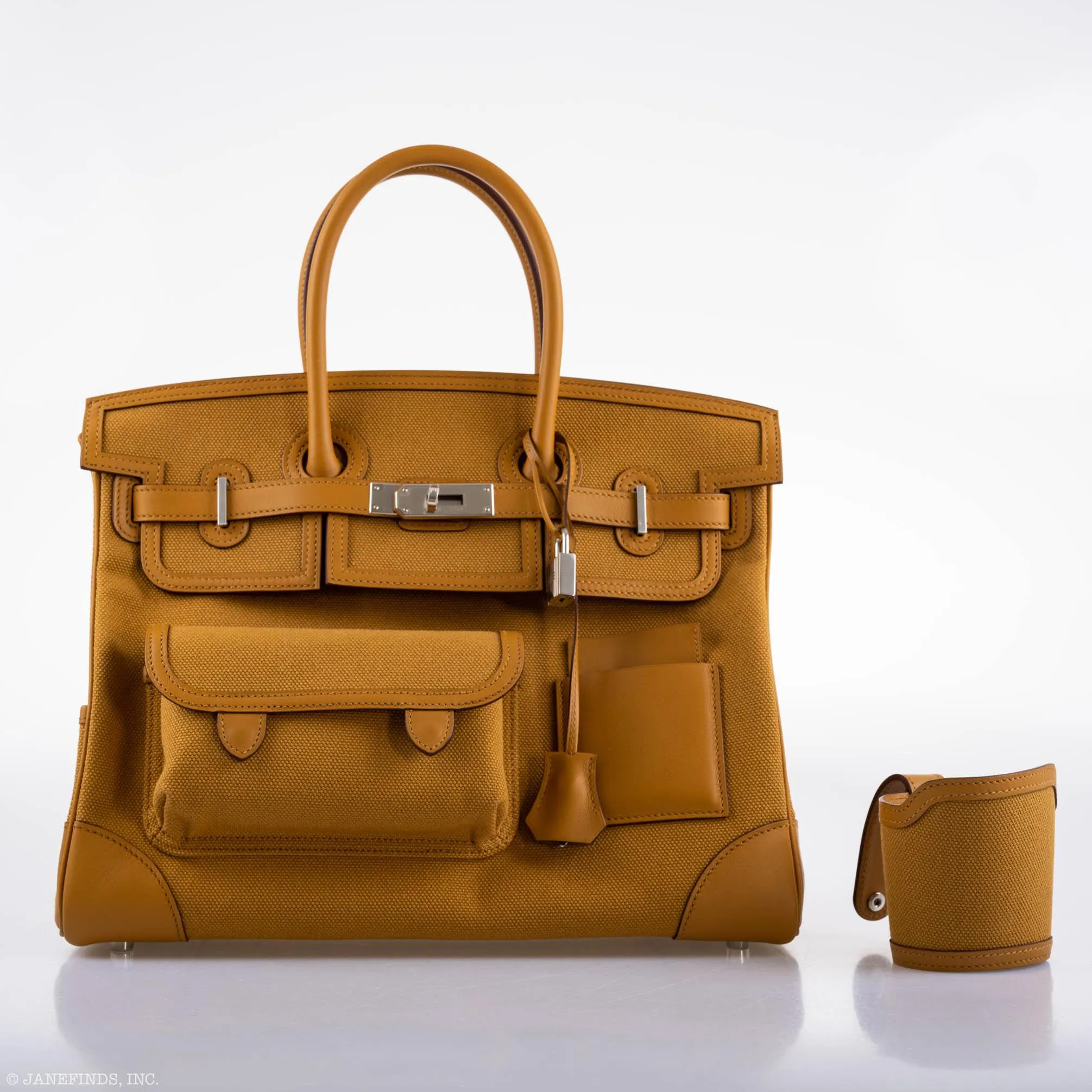 Hermès Cargo Birkin 35 Sesame Swift and Toile Goeland Palladium Hardware