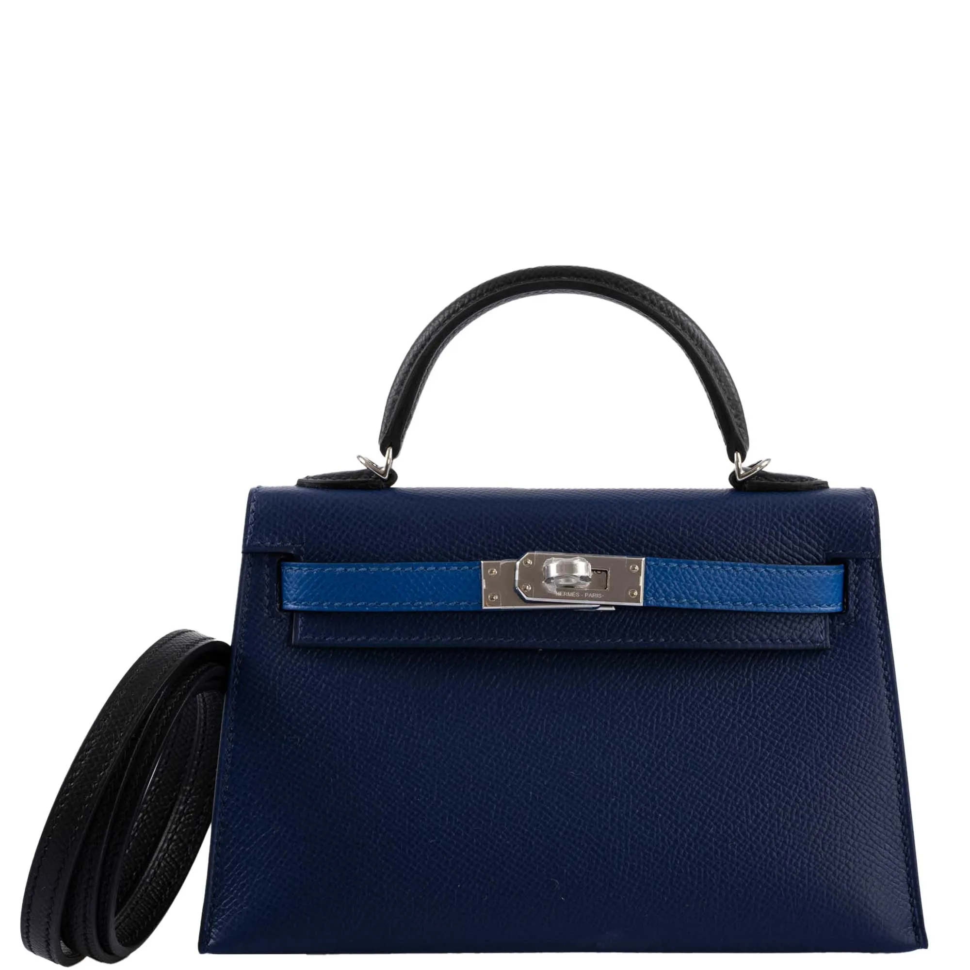 Hermès Mini Kelly 20 Tricolor Bleu Saphir, France, and Black Epsom Palladium Hardware