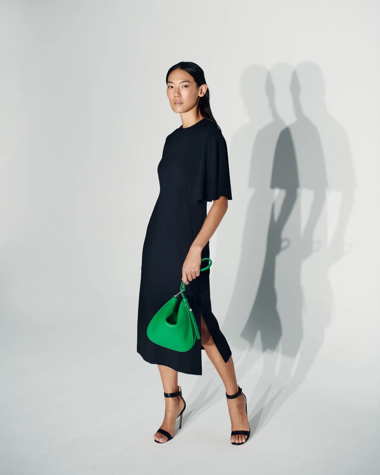 Jersey-Midikleid mit Kimono-Ärmeln