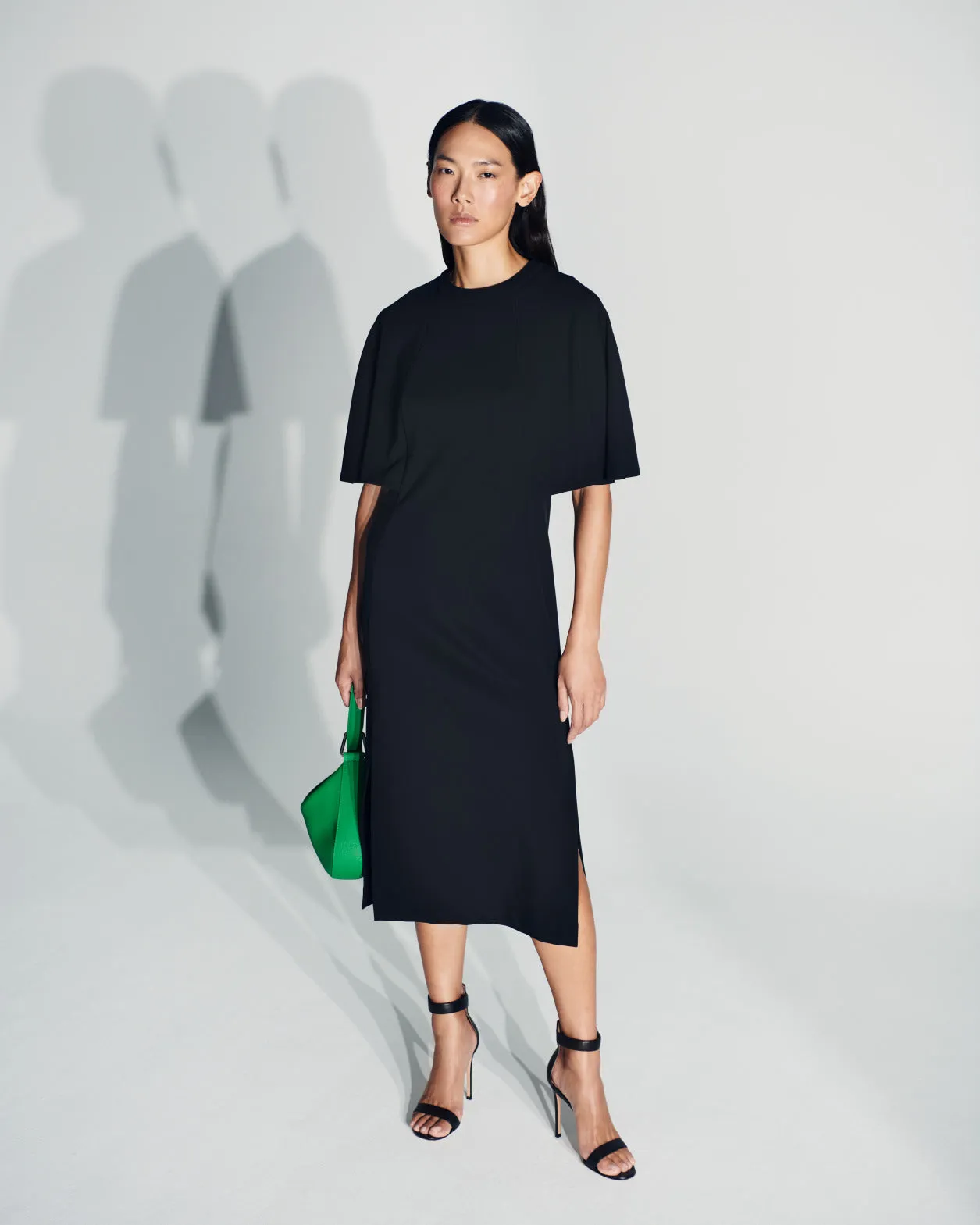 Jersey-Midikleid mit Kimono-Ärmeln
