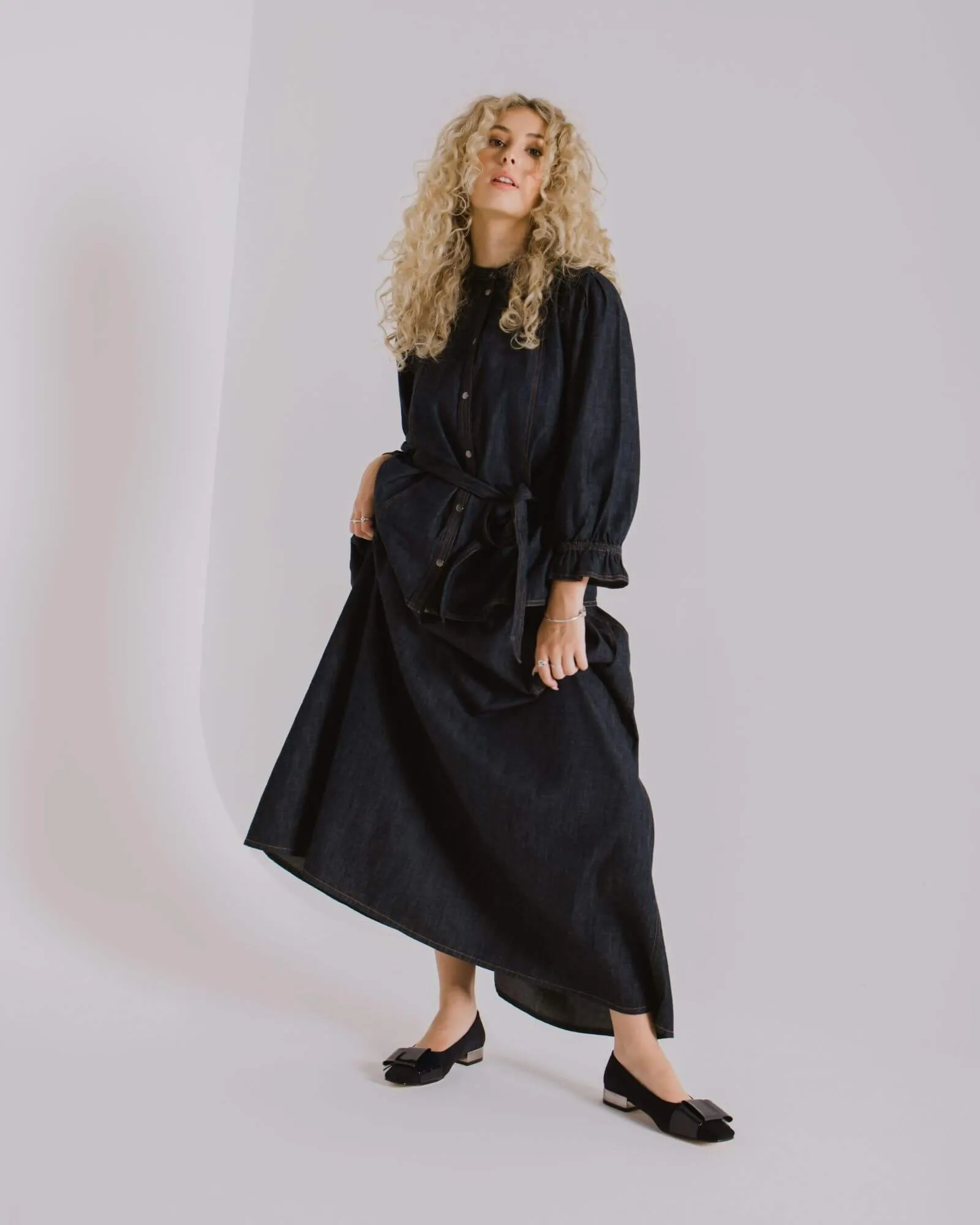 JUNE BALLET FLATS NAVY SUEDE LEATHER