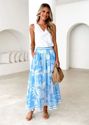 Keana Maxi Skirt - Blue Cabos