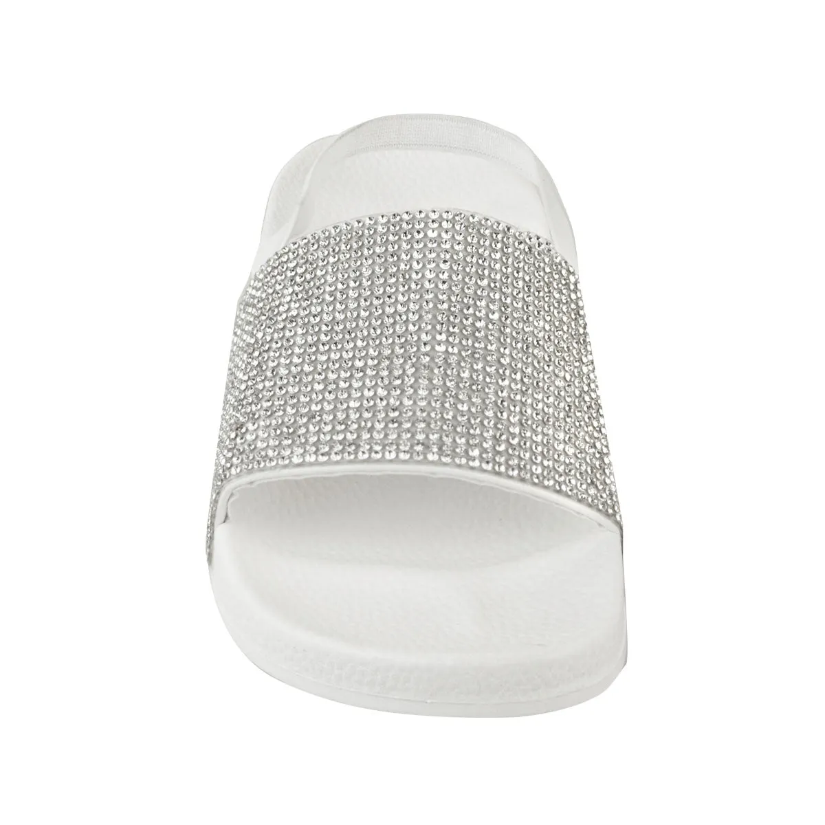 LEVELLE KIDS FLATFORM SLIDERS WIT DIAMANTE STRAP & SLINGBACK IN WHITE