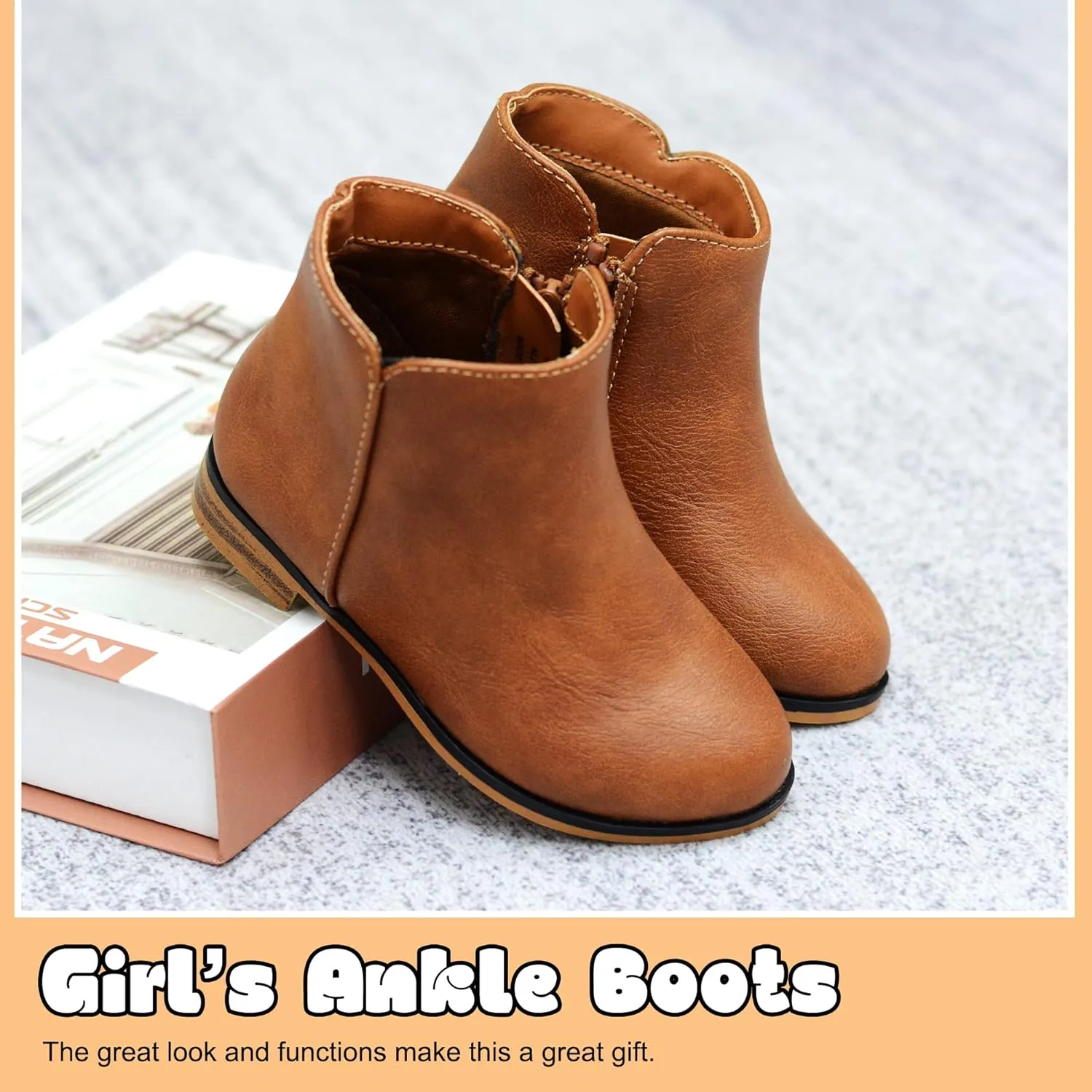 LseLom Girls Boots Ankle Boots for Girls with Zipper Short Suede Booties Fashion Boots for Toddler/Little Kids