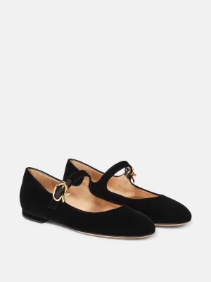 Mary Ribbon 05 velvet ballet flats