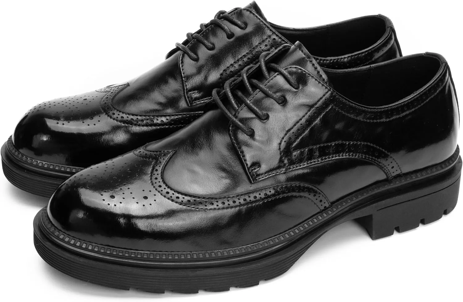Mens Wingtip Brogue Dress Shoes  Genuine Leather Oxford Shoes for Men with Classic Perforated Detailing, Cushioned Insole & Non-Slip Rubber Sole  Formal Business Derby Style