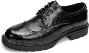 Mens Wingtip Brogue Dress Shoes  Genuine Leather Oxford Shoes for Men with Classic Perforated Detailing, Cushioned Insole & Non-Slip Rubber Sole  Formal Business Derby Style