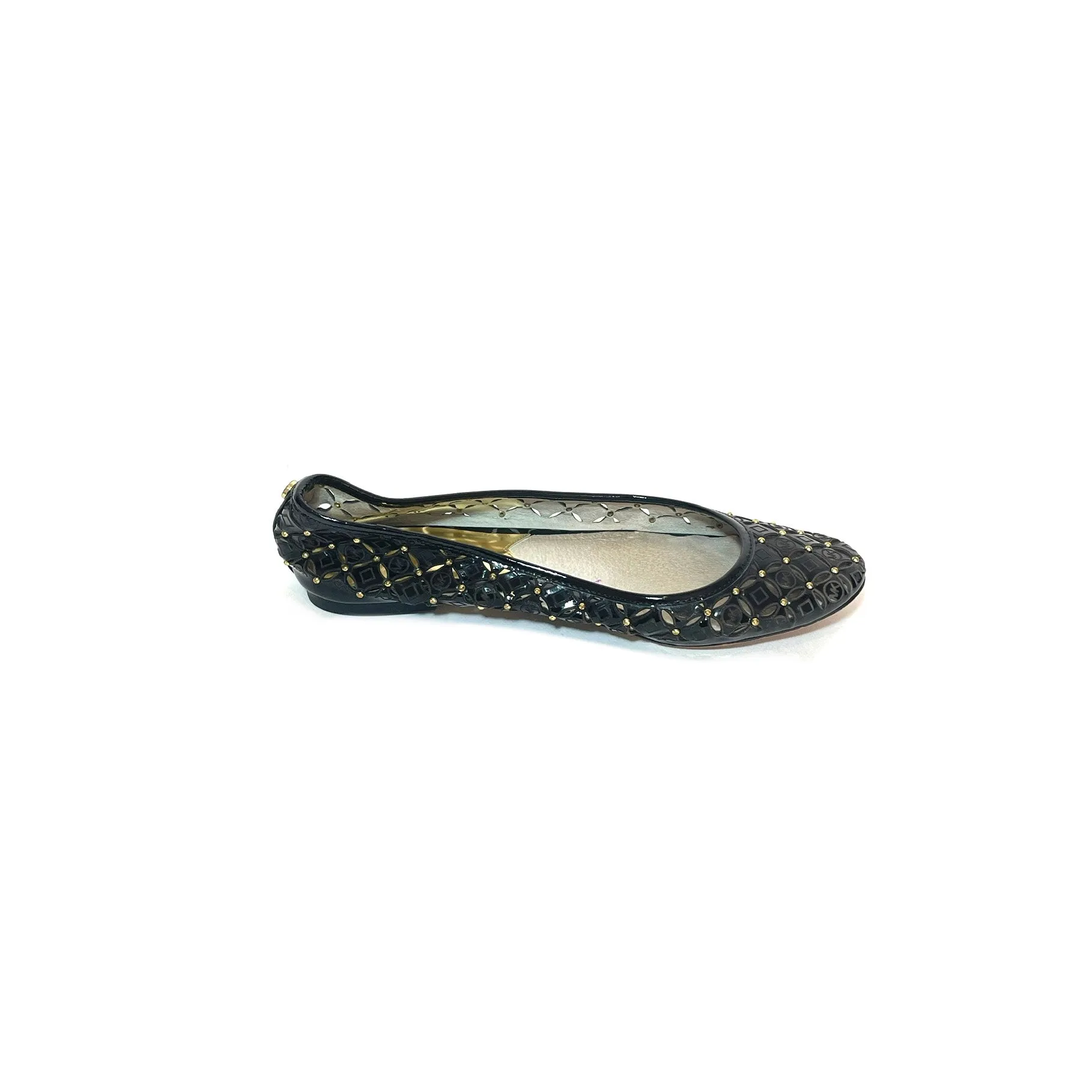 Michael Kors Black Leather Gabriella Perforated Ballet Flats | Pre Loved |