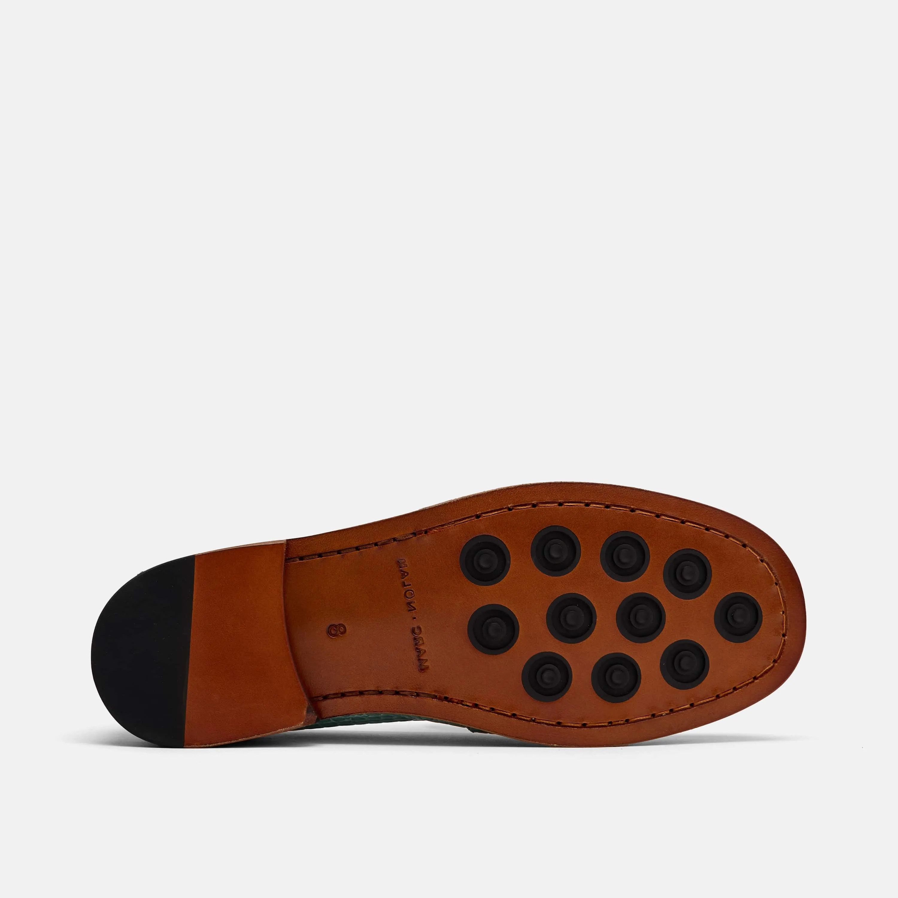 Ms. Calum Mint Blue Leather Penny Loafers
