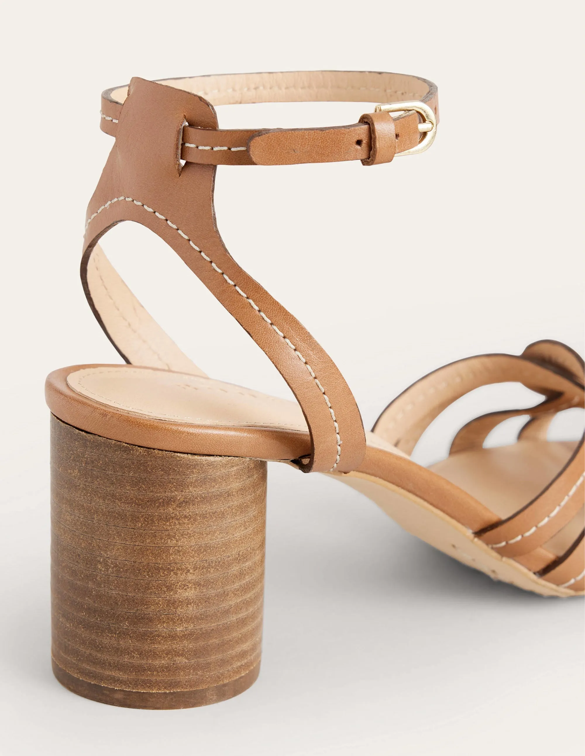 Multi Strap Heeled Sandals-Tan Leather