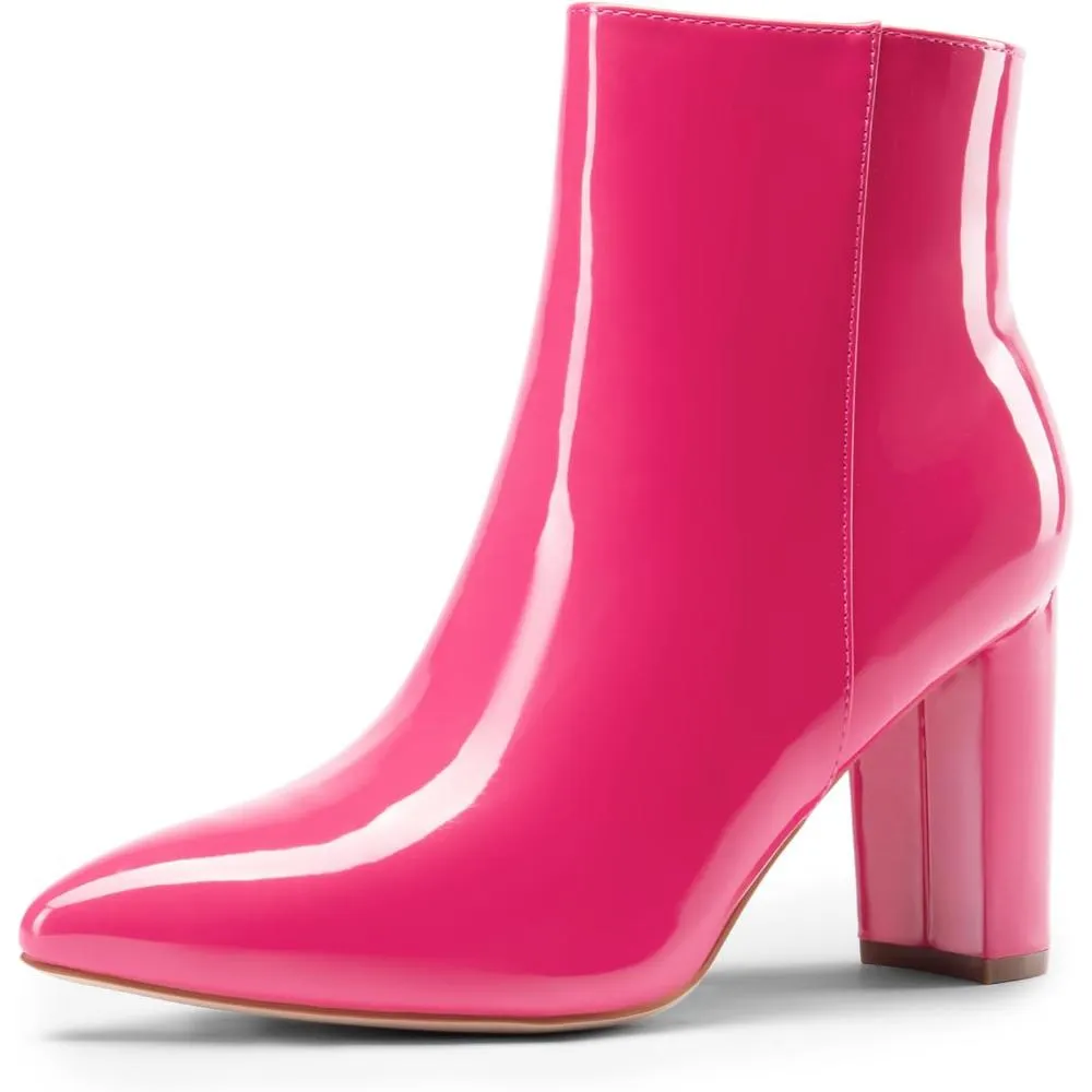 Pointed Pattern Block Pattern Boots