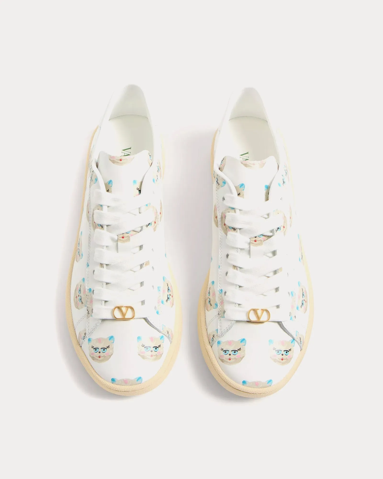 Royco with Le Chat De La Maison Nappa Calfskin White Low Top Sneakers