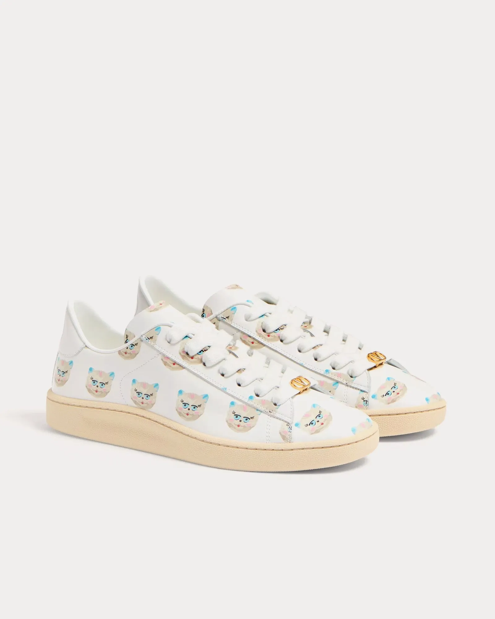 Royco with Le Chat De La Maison Nappa Calfskin White Low Top Sneakers