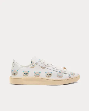 Royco with Le Chat De La Maison Nappa Calfskin White Low Top Sneakers