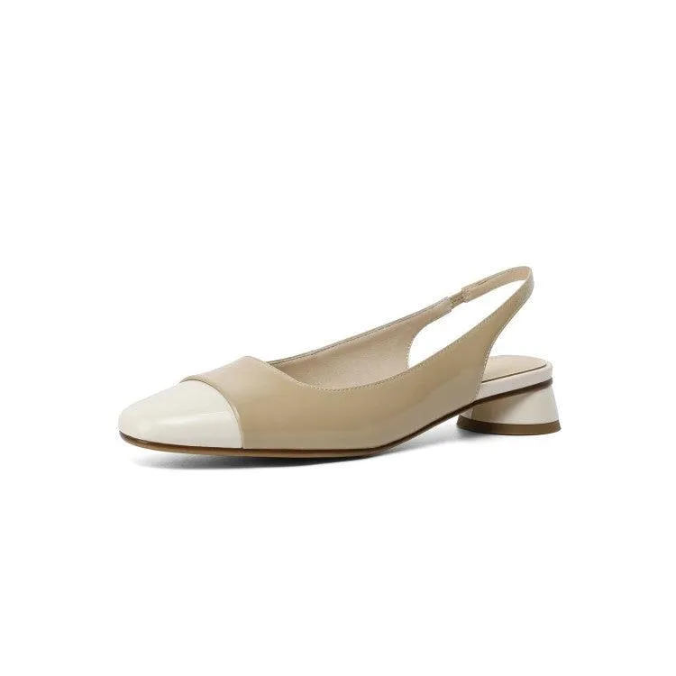 Sandals With Full Leather Inside And Outside, Thick And Low-heeled Buckle Strap