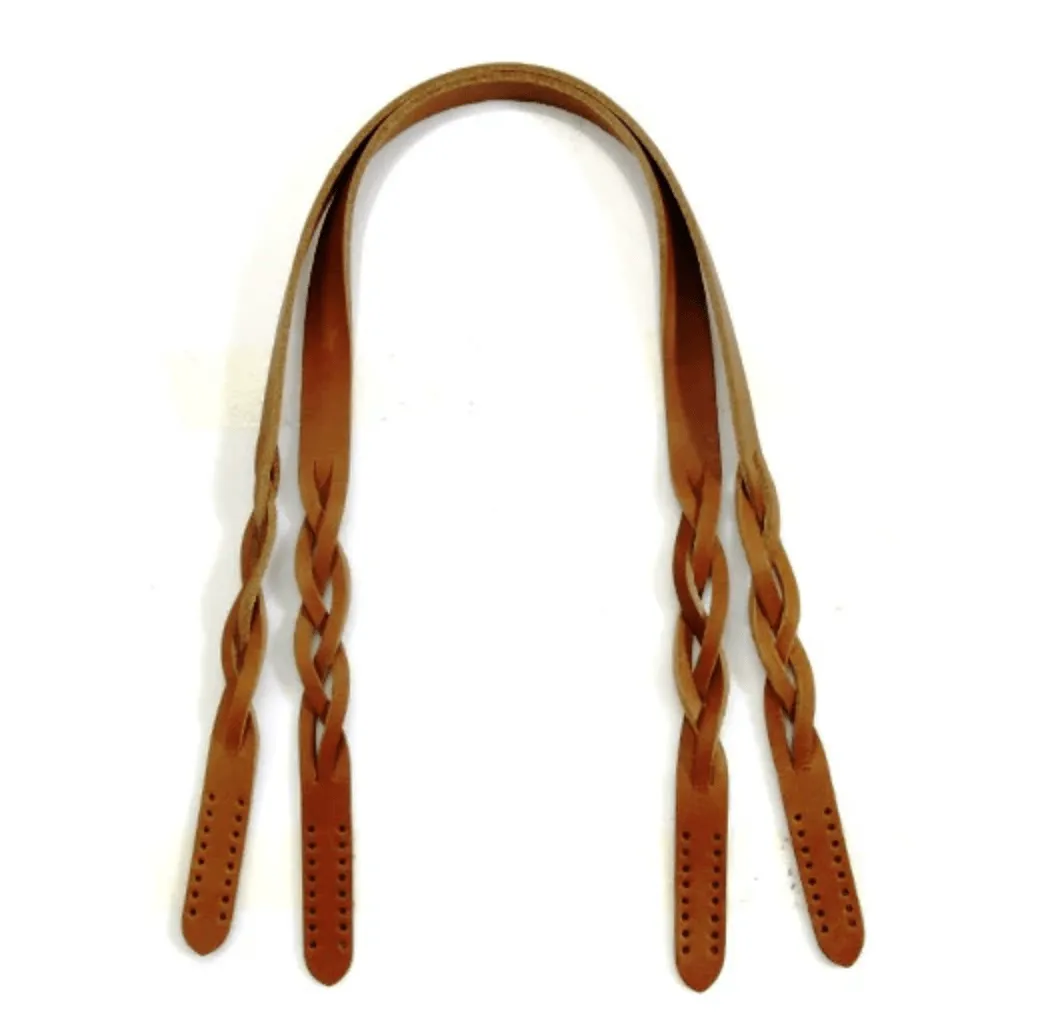 Shoulder Bag Straps: 24.8" Genuine Leather Braid Style (2 Straps)