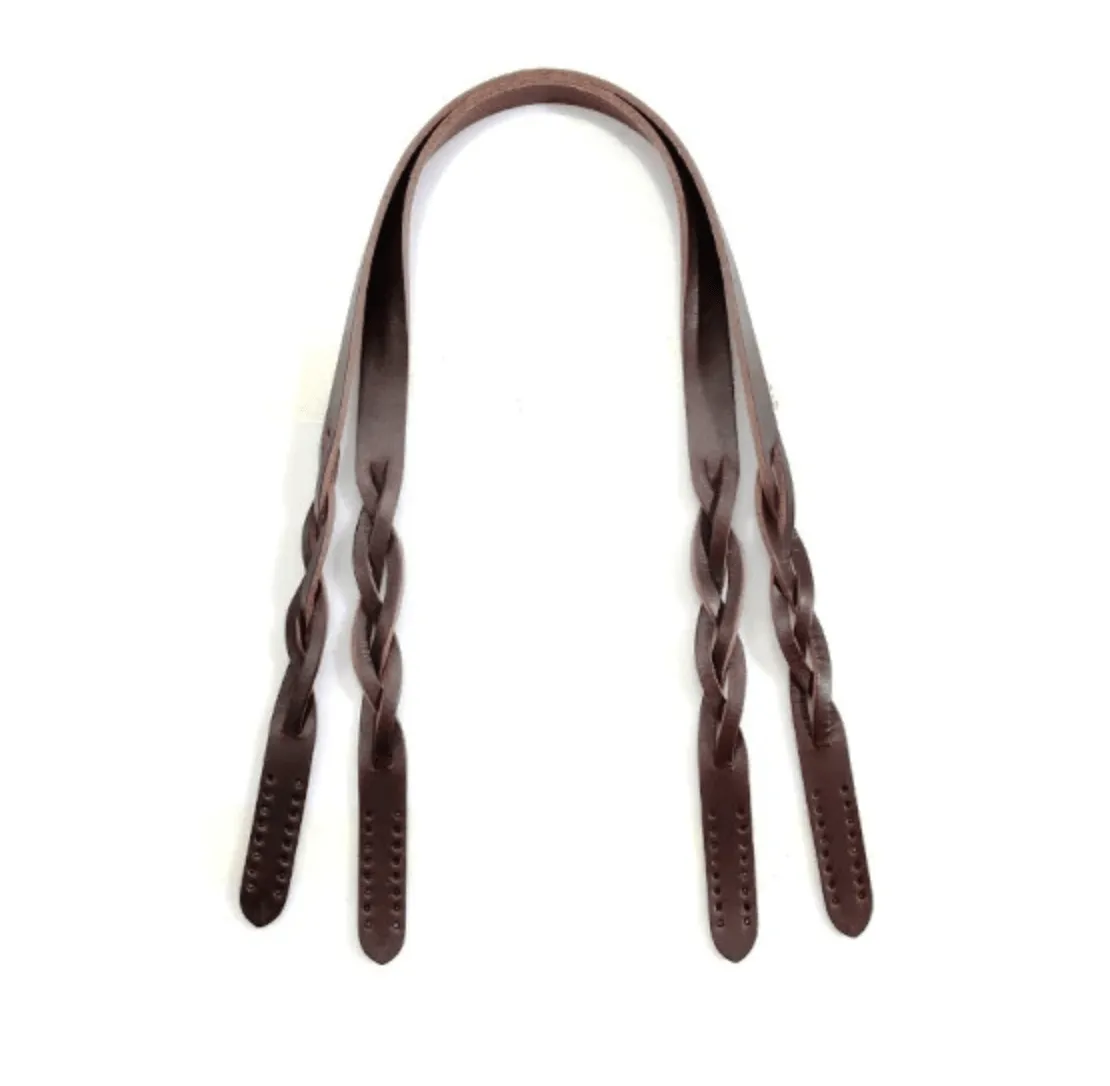 Shoulder Bag Straps: 24.8" Genuine Leather Braid Style (2 Straps)