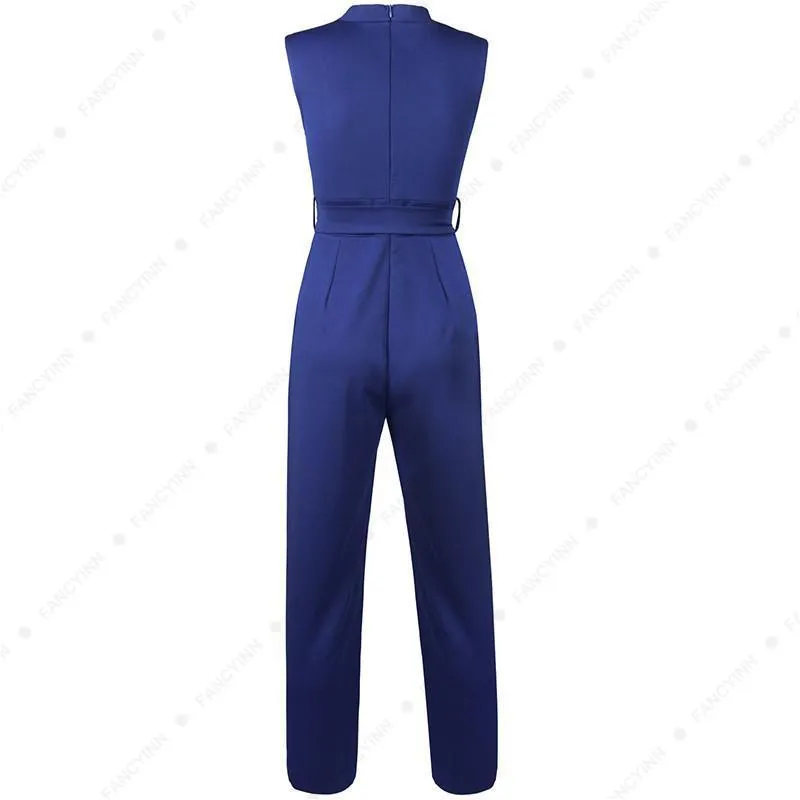 Sleeveless V-Neck Straps Bottoming Jumpsuit