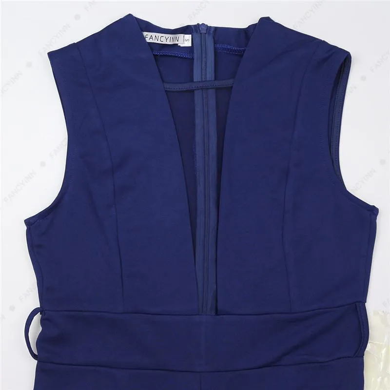 Sleeveless V-Neck Straps Bottoming Jumpsuit