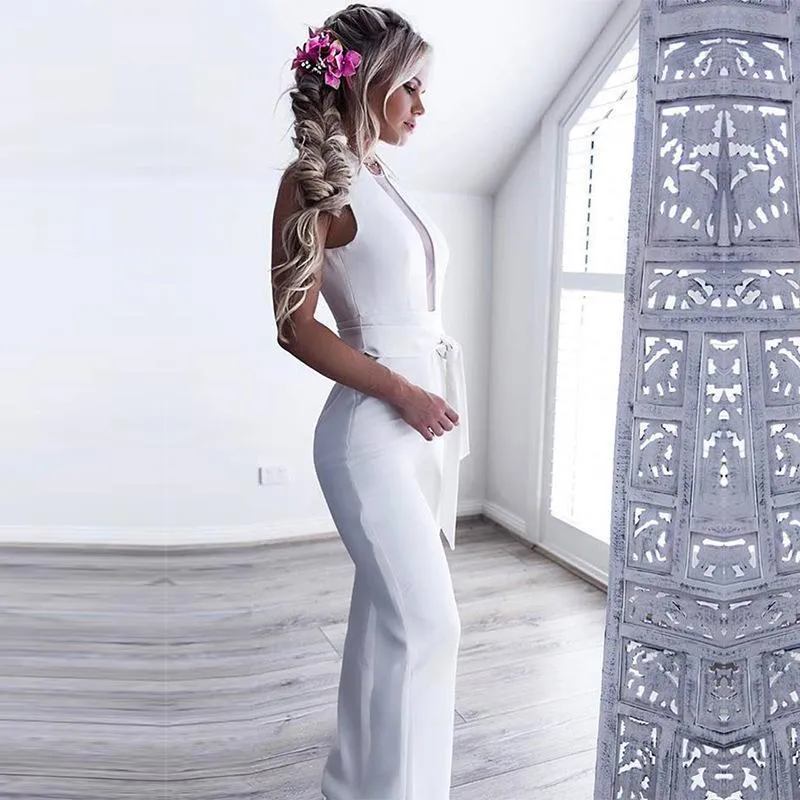 Sleeveless V-Neck Straps Bottoming Jumpsuit