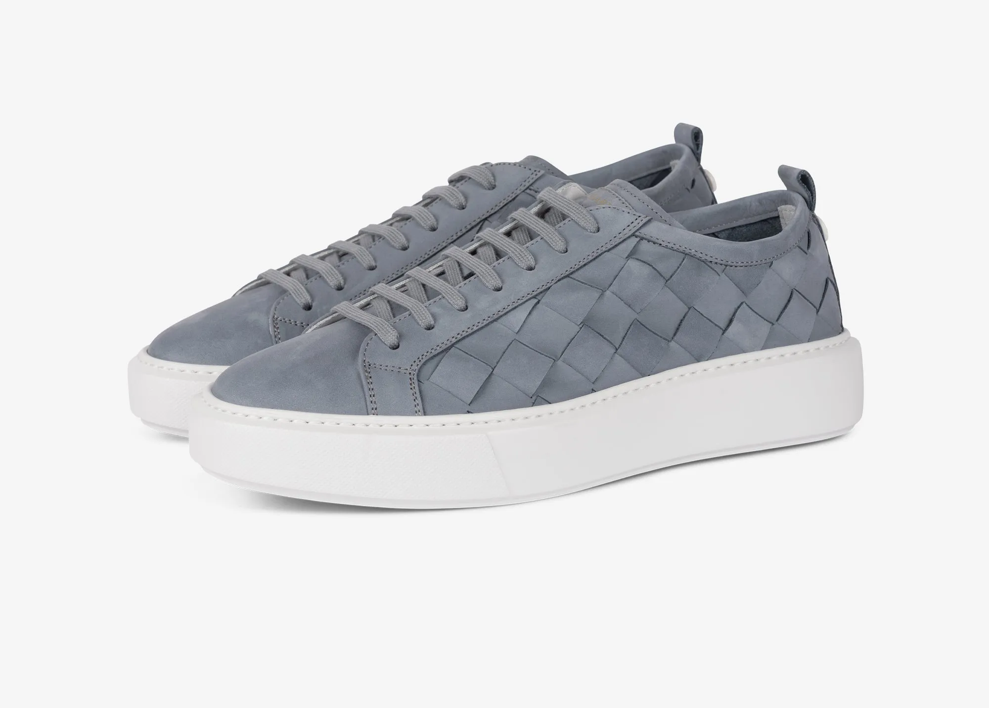 Sneaker in suede intrecciato grigio