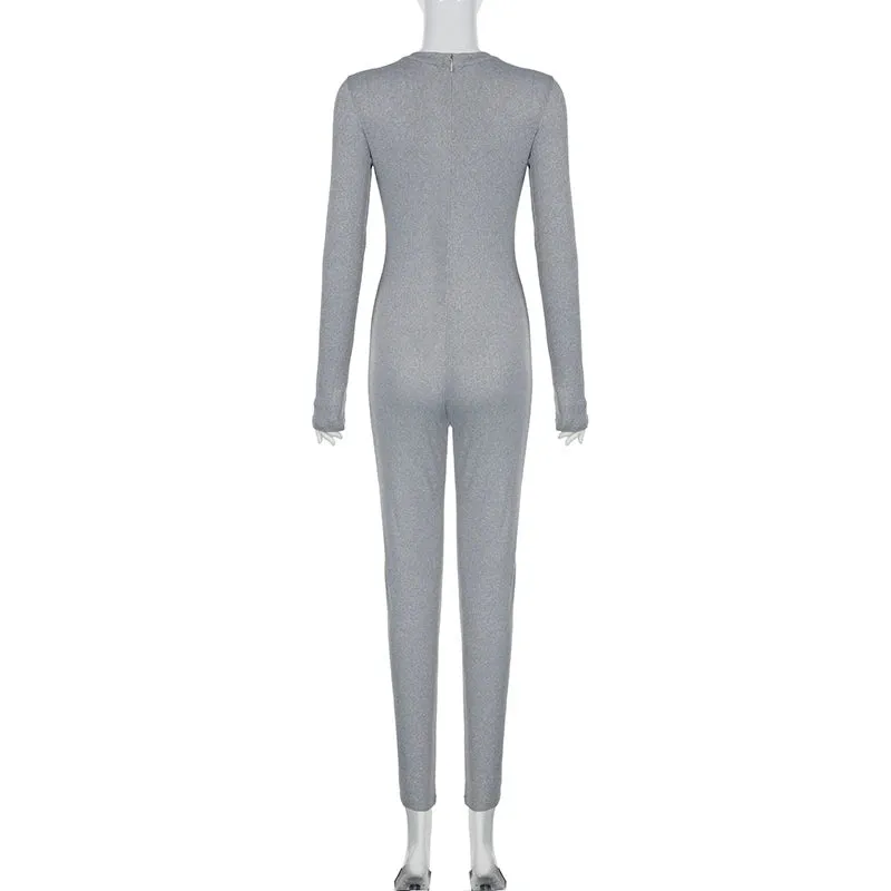 Solid Long Sleeve Jumpsuit