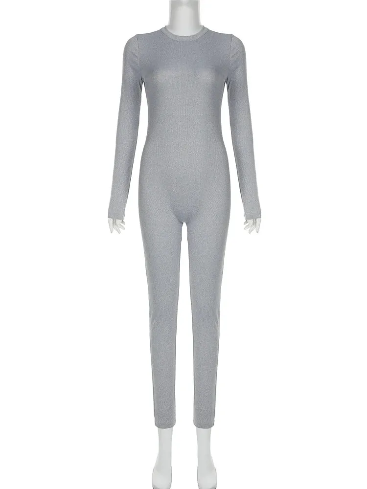 Solid Long Sleeve Jumpsuit