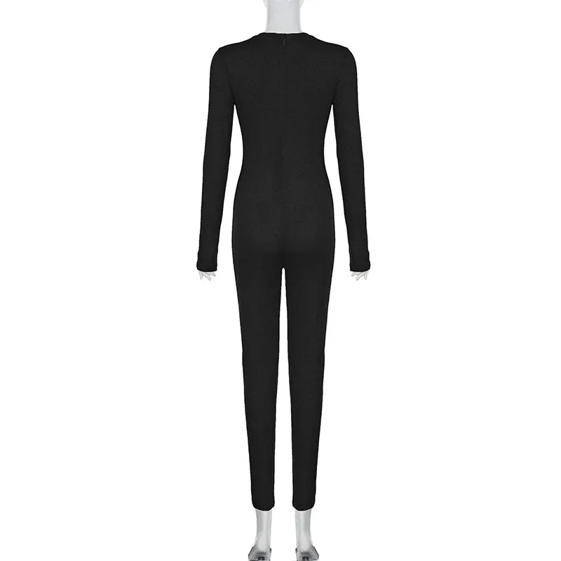 Solid Long Sleeve Jumpsuit