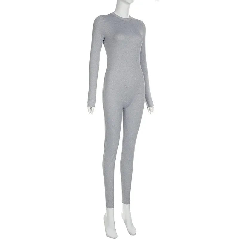 Solid Long Sleeve Jumpsuit