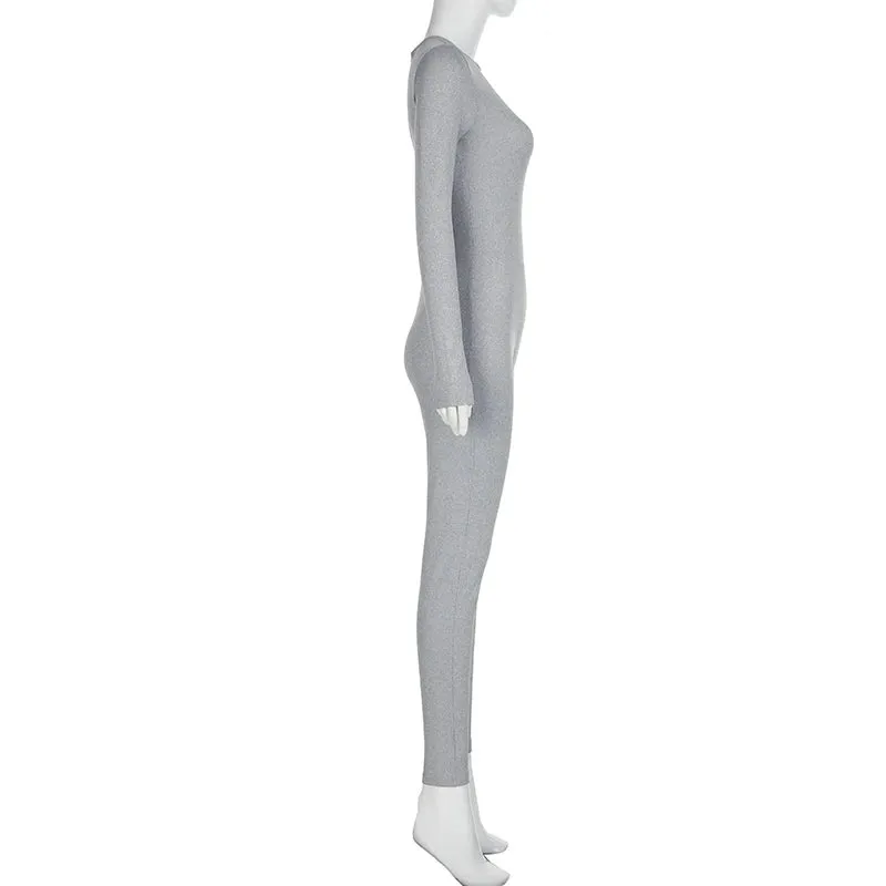 Solid Long Sleeve Jumpsuit