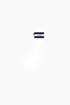 Sporty & Rich Faubourg Socks - White/ Navy