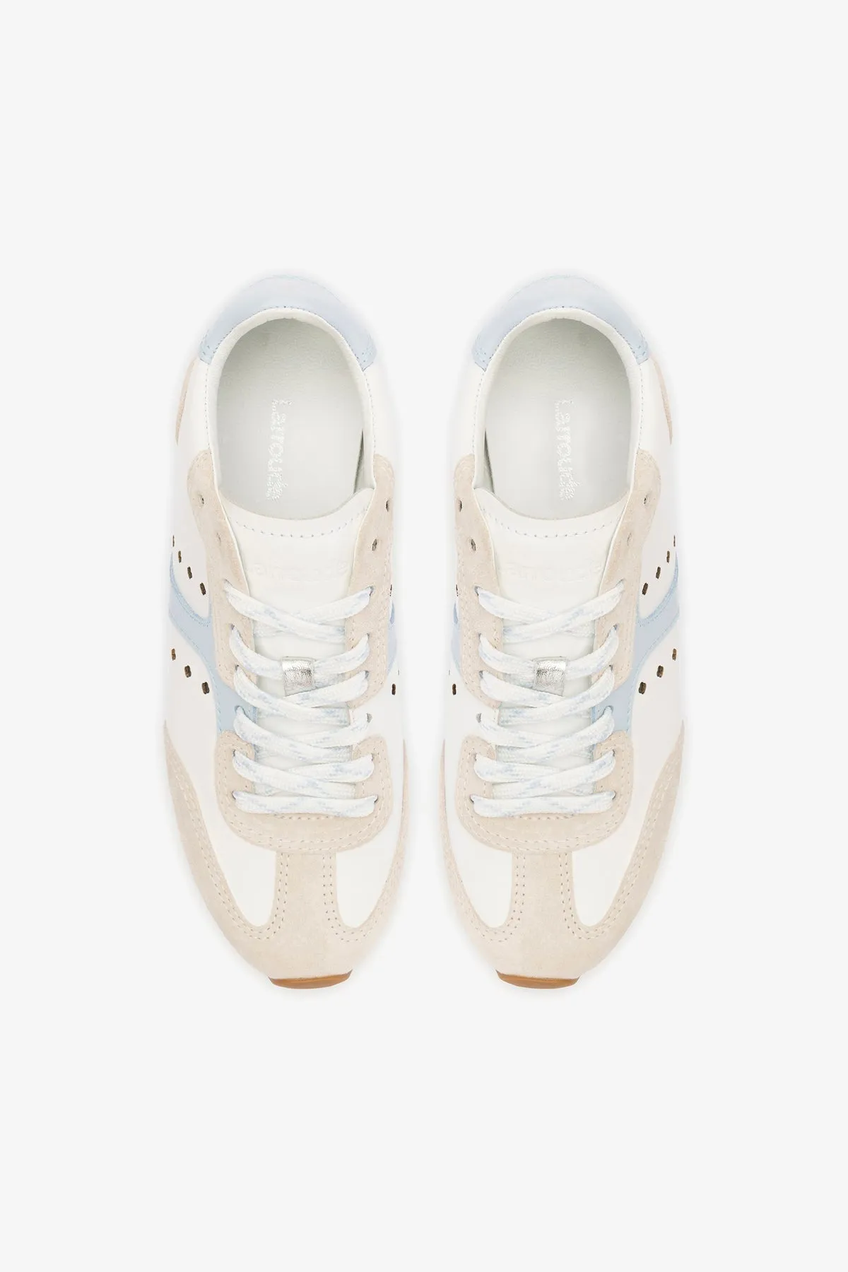 Stella Sneaker In Grey Suede, White Leather and Silver Metallic Leather