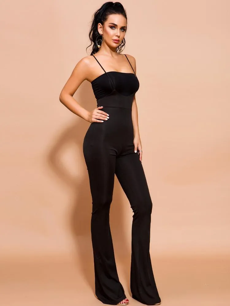 Stylish Black Tight Strap Jumpsuit