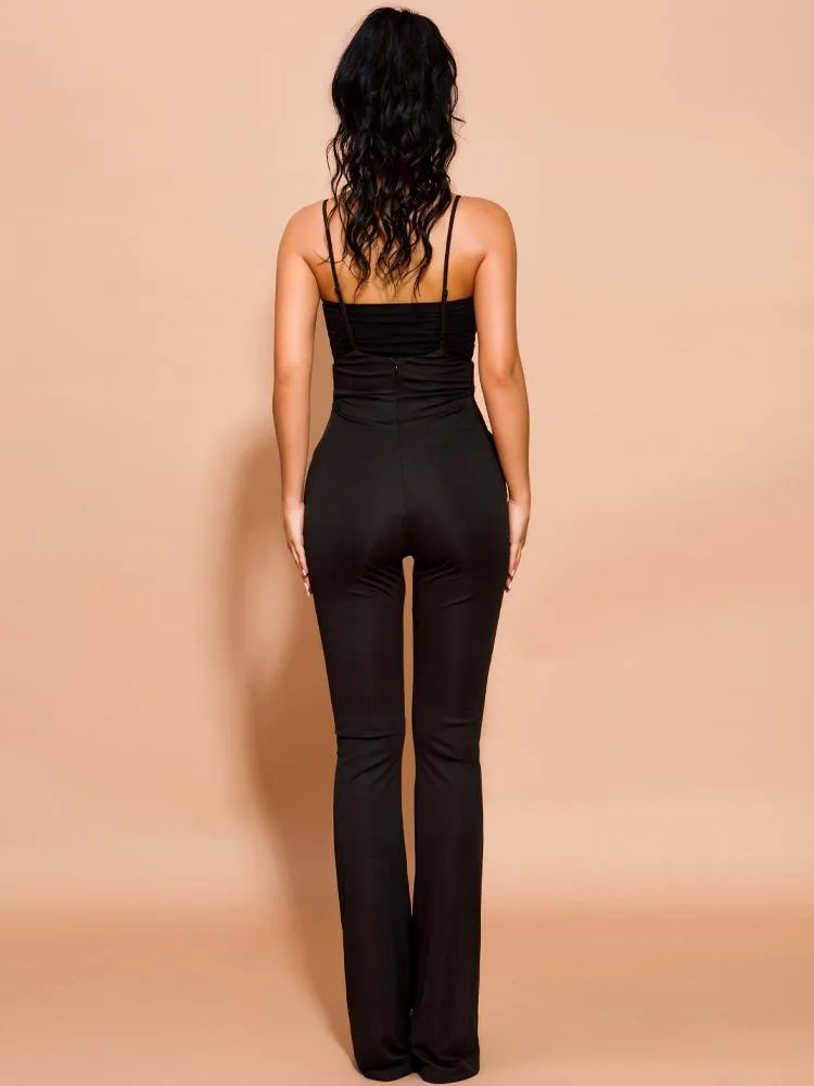 Stylish Black Tight Strap Jumpsuit